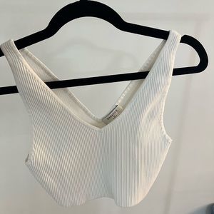 White ribbed Babaton crop top